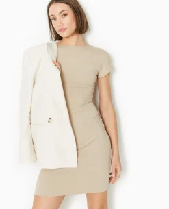 Robe Courte Avec Dos Ouvert - Beige