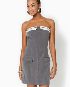 Robe Courte Bustier Avec Détail Tailoring - Gris Foncé