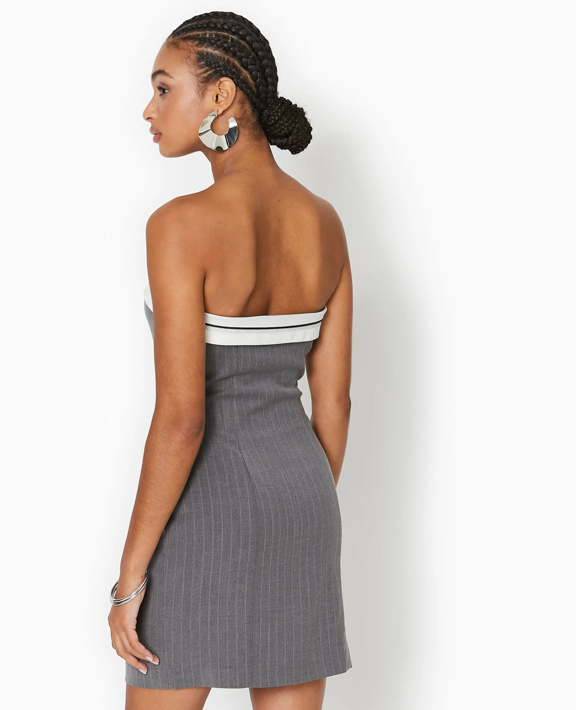 Robe Courte Bustier Avec Détail Tailoring - Gris Foncé