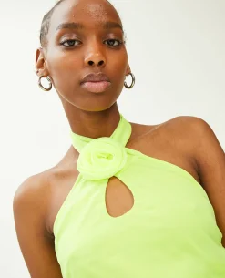 Robe Courte Encolure Américaine - Vert Anis