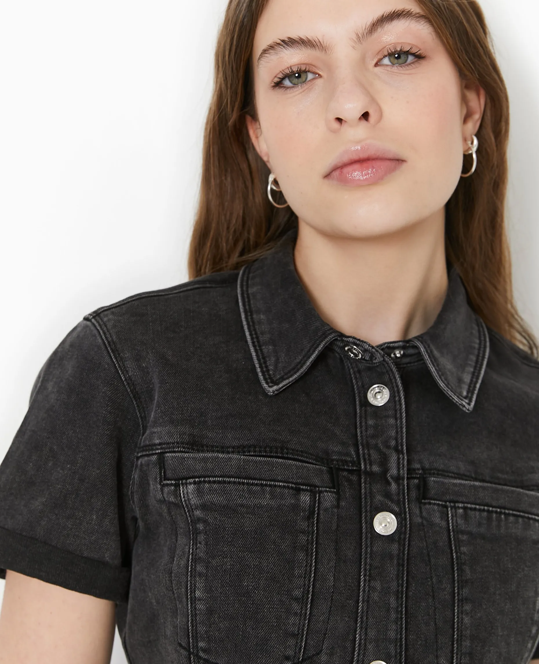 Robe Courte Et Moulante En Jean - Noir