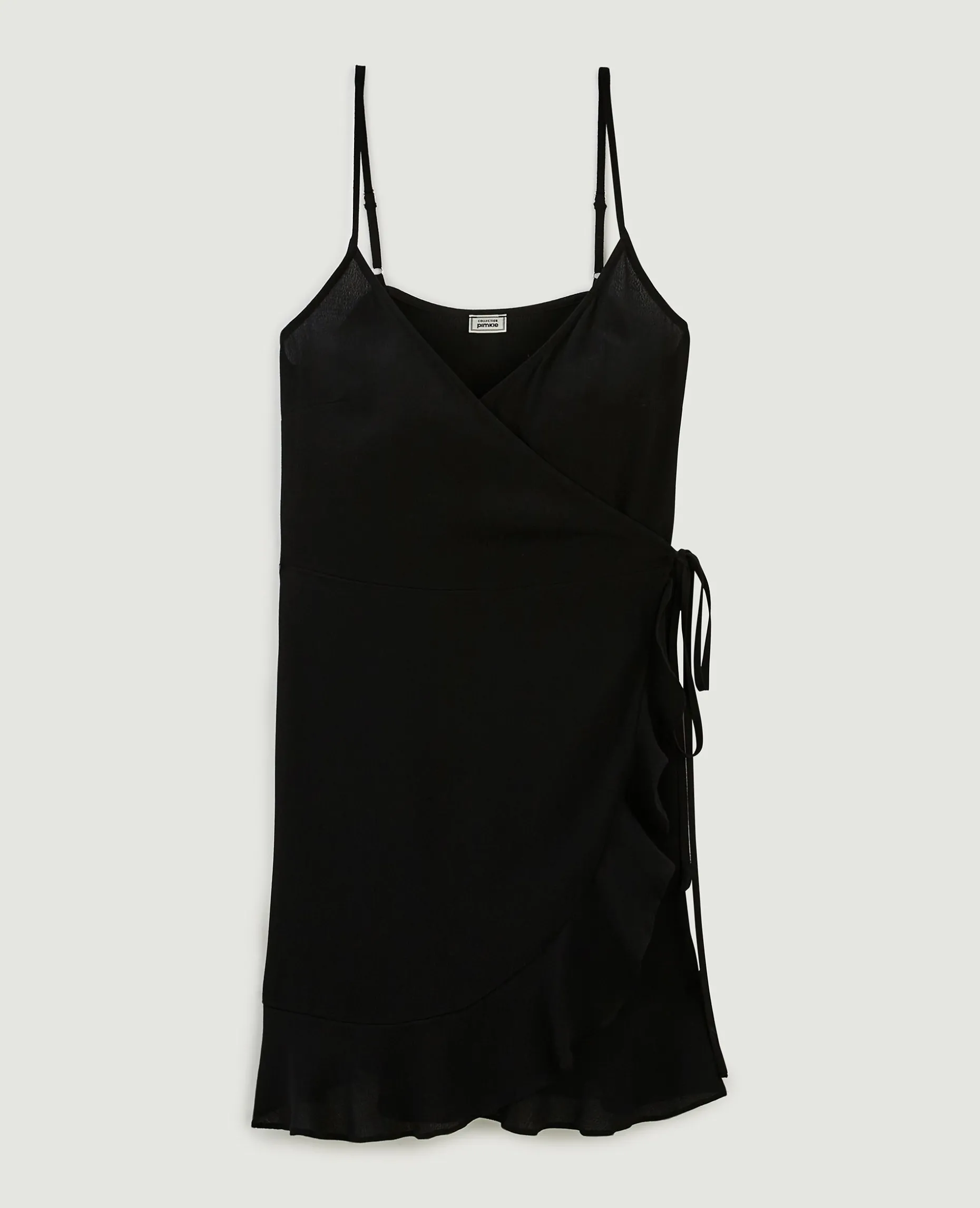 Robe Courte Porte-feuille Avec Volants - Noir