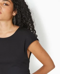 Robe Courte Sans Manches Avec Fronces Côtés - Noir