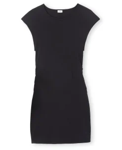 Robe Courte Sans Manches Avec Fronces Côtés - Noir