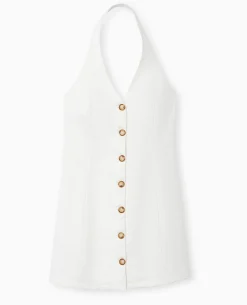 Robe Dos-nu Esprit Gilet De Barman - Blanc
