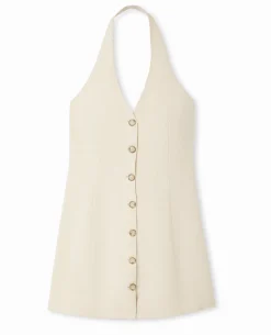 Robe Dos-nu Esprit Gilet De Barman - Beige