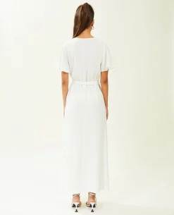 Robe Longue à Manches Papillon - Blanc