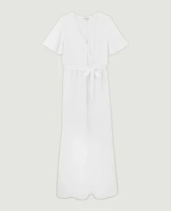 Robe Longue à Manches Papillon - Blanc