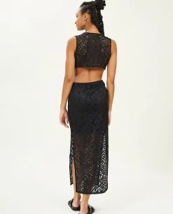 Robe Longue Avec Découpes Et Anneau Central - Noir