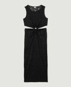Robe Longue Avec Découpes Et Anneau Central - Noir