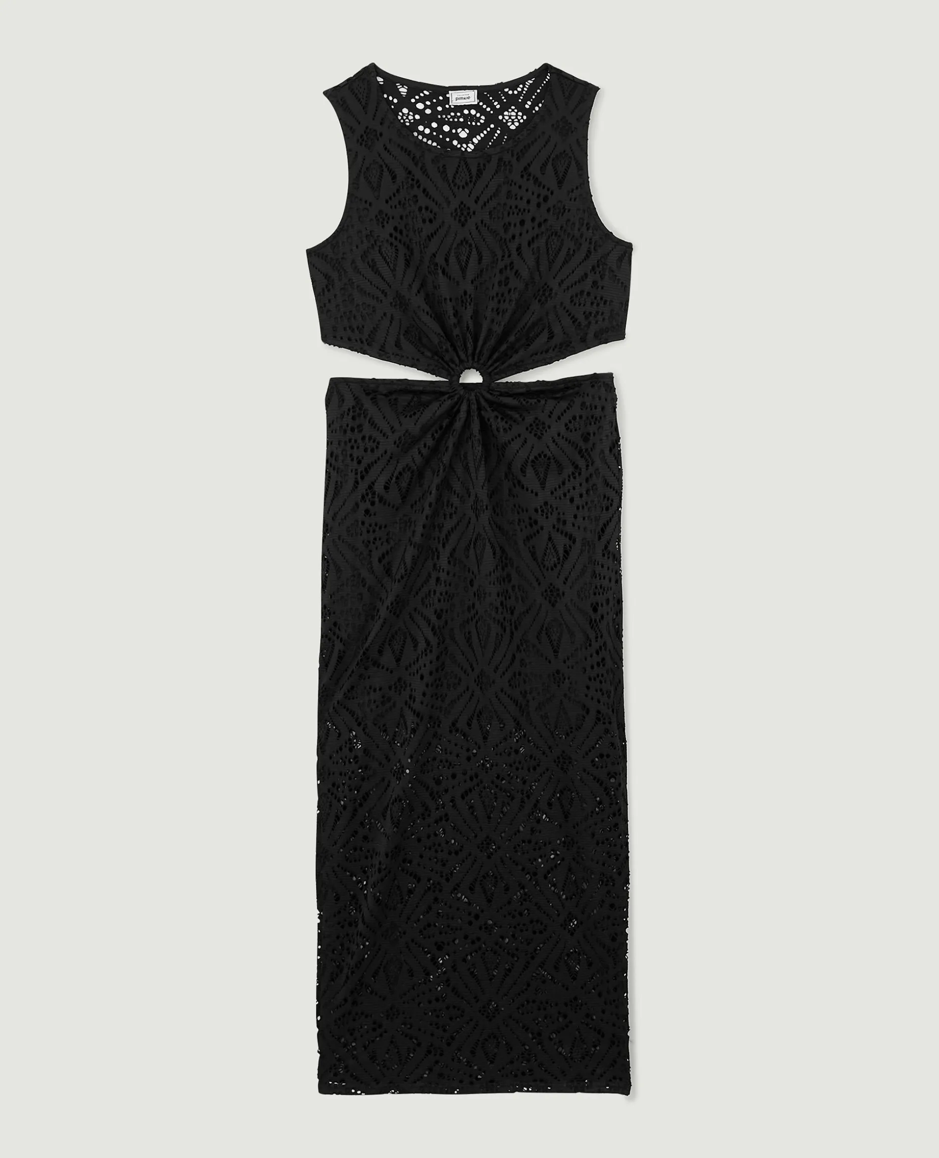 Robe Longue Avec Découpes Et Anneau Central - Noir