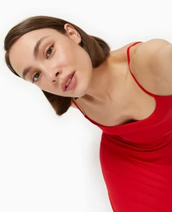 Robe Longue Avec Fines Bretelles - Rouge