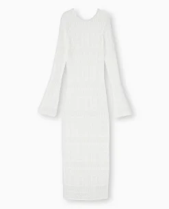 Robe Longue En Crochet Avec Dos-nu - Blanc