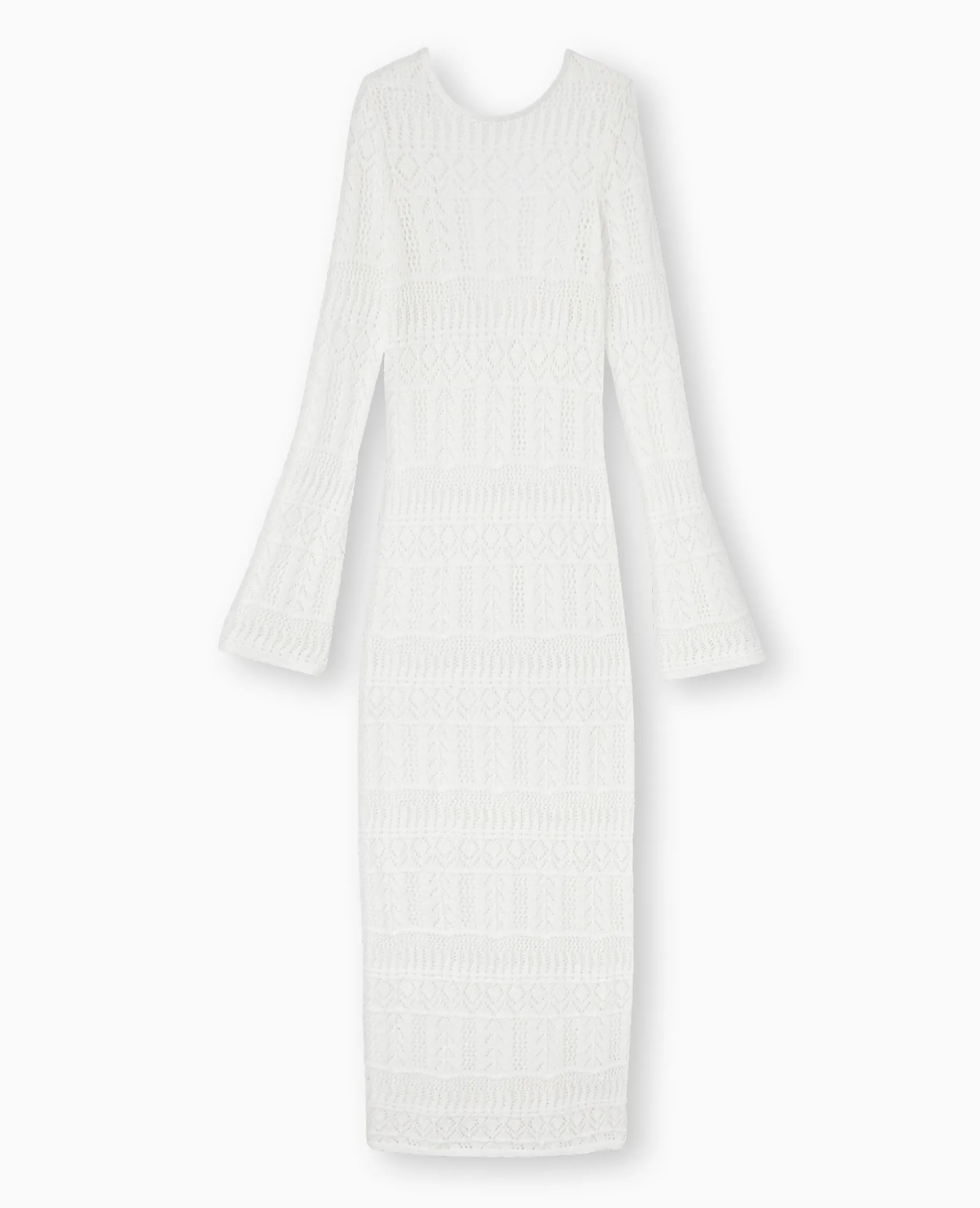 Robe Longue En Crochet Avec Dos-nu - Blanc