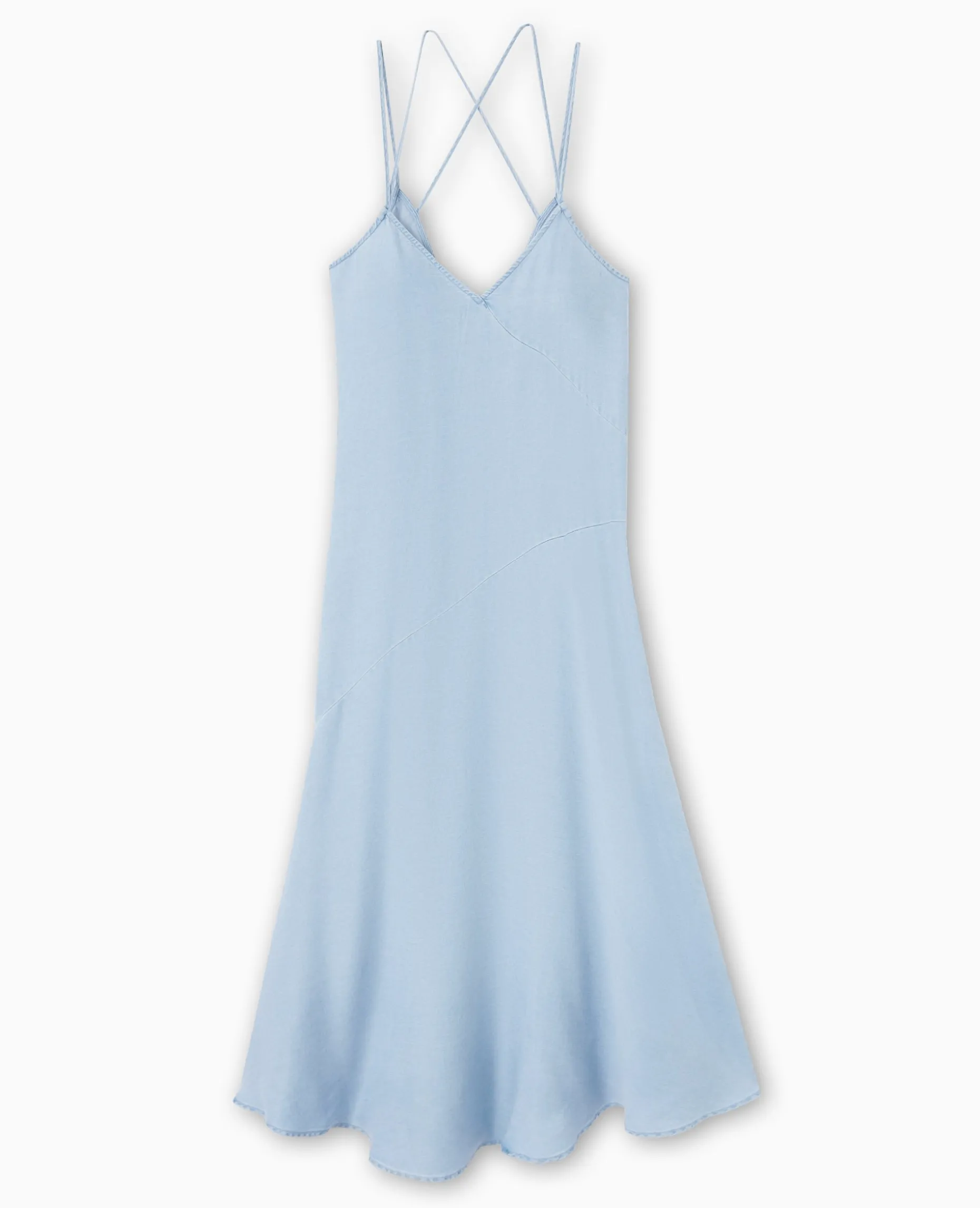 Robe Longue En Tissu Effet Jean - Bleu