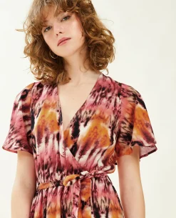 Robe Longue Encolure Croisée - Rouge
