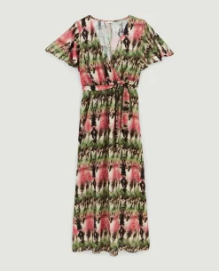 Robe Longue Encolure Croisée - Vert Kaki