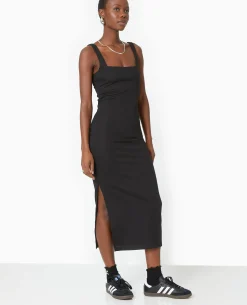 Robe Longue Et Moulante En Maille - Noir