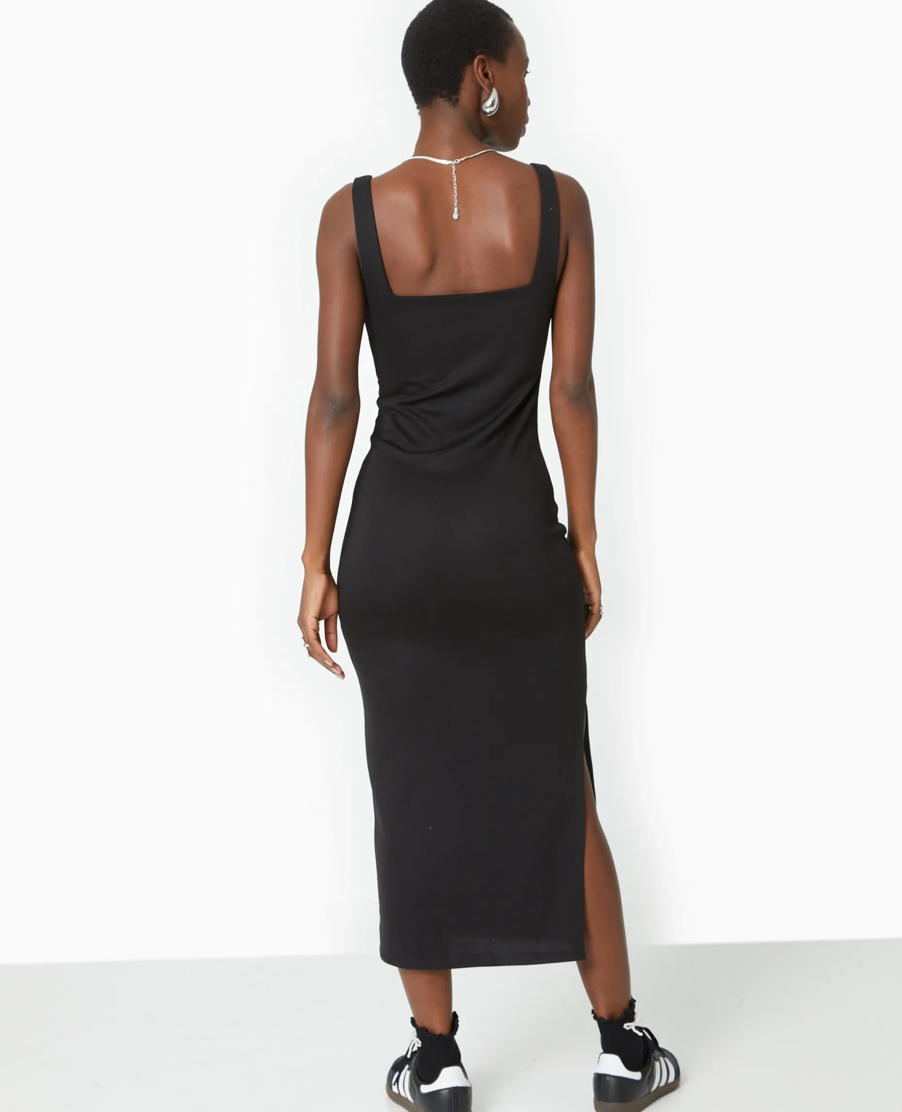 Robe Longue Et Moulante En Maille - Noir