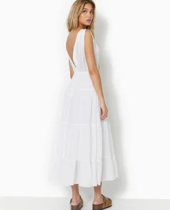 Robe Longue Et évasée En Voile De Coton - Blanc