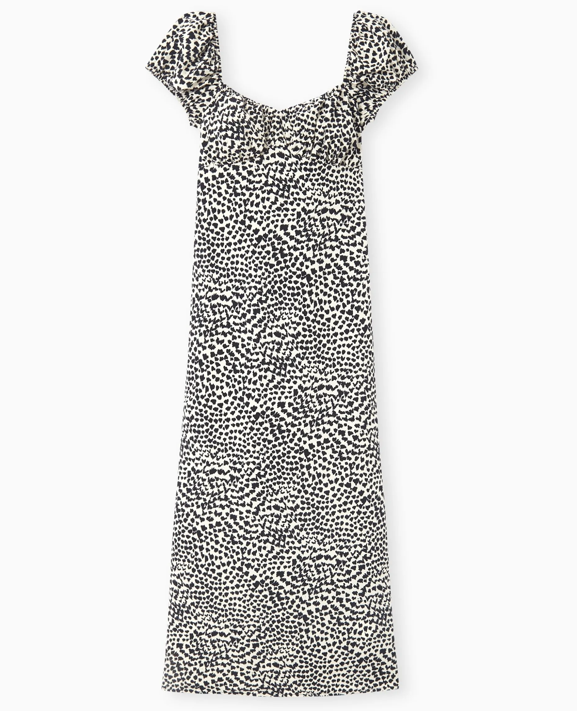 Robe Longue Forme Empire Motif Tacheté - Blanc