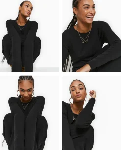 Robe Longue Moulante Avec Fronces Côtés - Noir