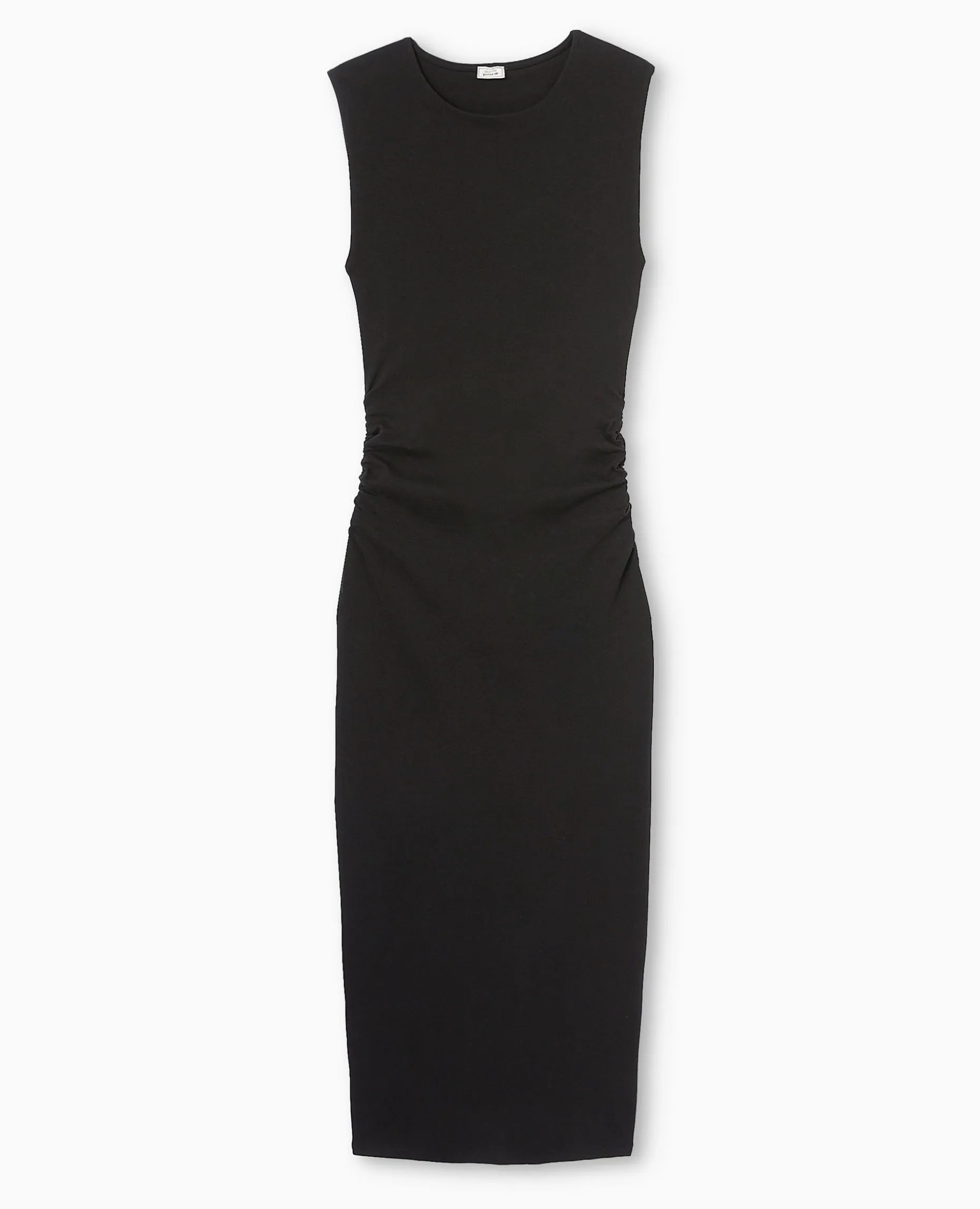 Robe Longue Sans Manches Avec Fronces - Noir