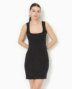 Robe Moulante En Jean Stretch - Noir
