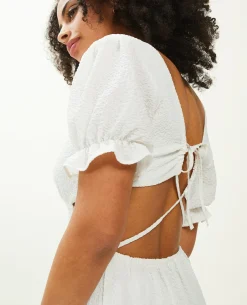Robe Volantée Dos-nu - Blanc