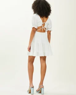 Robe Volantée Dos-nu - Blanc