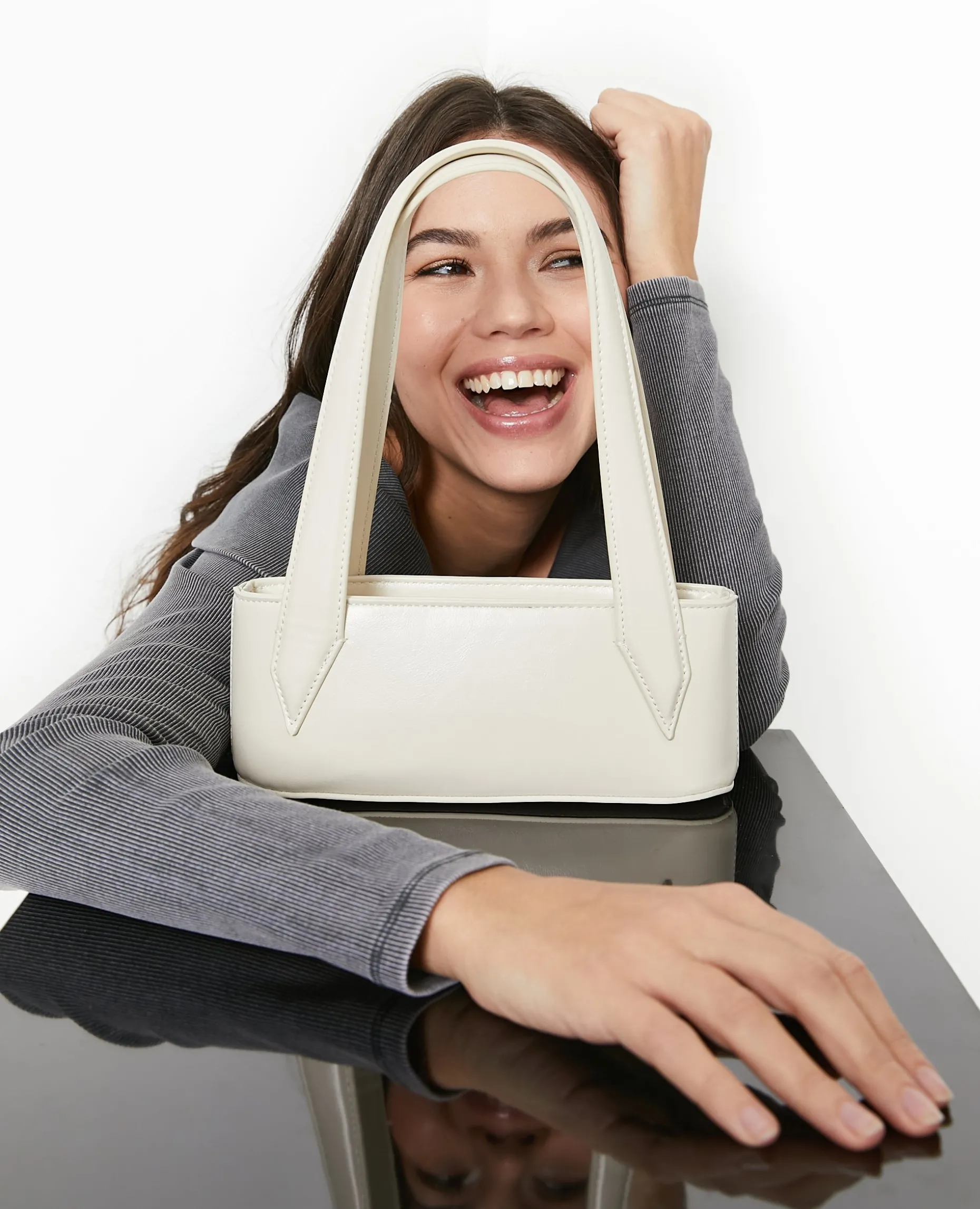 Sac Baguette Avec Grandes Poignées - Blanc