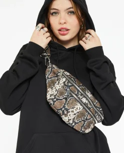 Sac Banane Effet Serpent - Taupe
