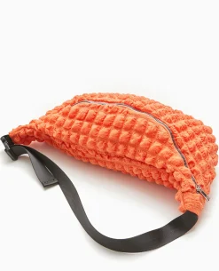 Sac Banane XXL En Tissu Texturé Gaufré - Orange