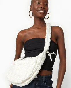 Sac Besace En Tissu Matelassé - écru