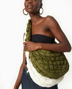 Sac Besace En Tissu Matelassé - écru