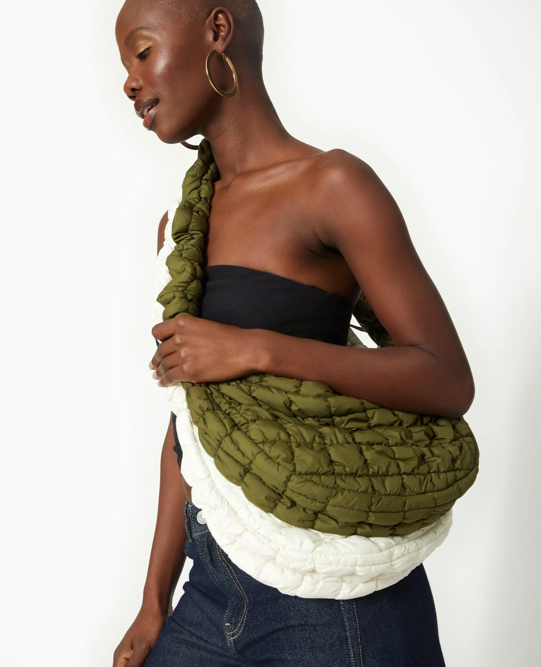 Sac Besace En Tissu Matelassé - écru