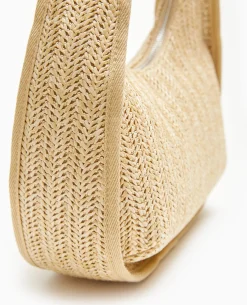 Sac Demi-lune En Raphia - Beige