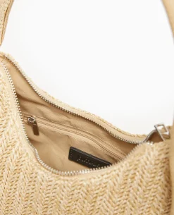 Sac Demi-lune En Raphia - Beige