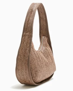 Sac Demi-lune En Raphia - Marron