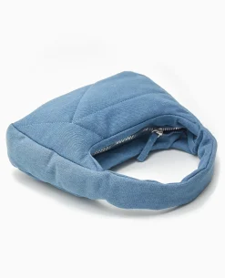 Sac Effet Jean Matelassé Porté épaule - Bleu