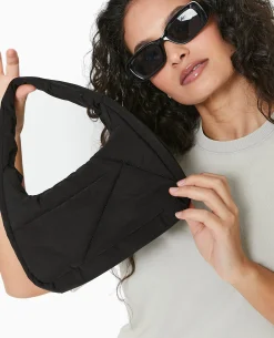 Sac Effet Matelassé Porté épaule - Noir