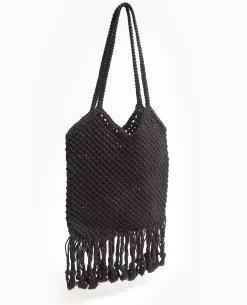 Sac En Crochet Avec Franges - Noir