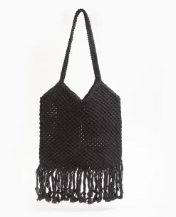 Sac En Crochet Avec Franges - Noir
