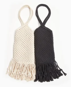 Sac En Crochet Avec Franges - Noir