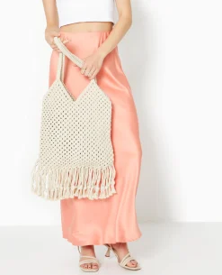 Sac En Crochet Avec Franges - Blanc