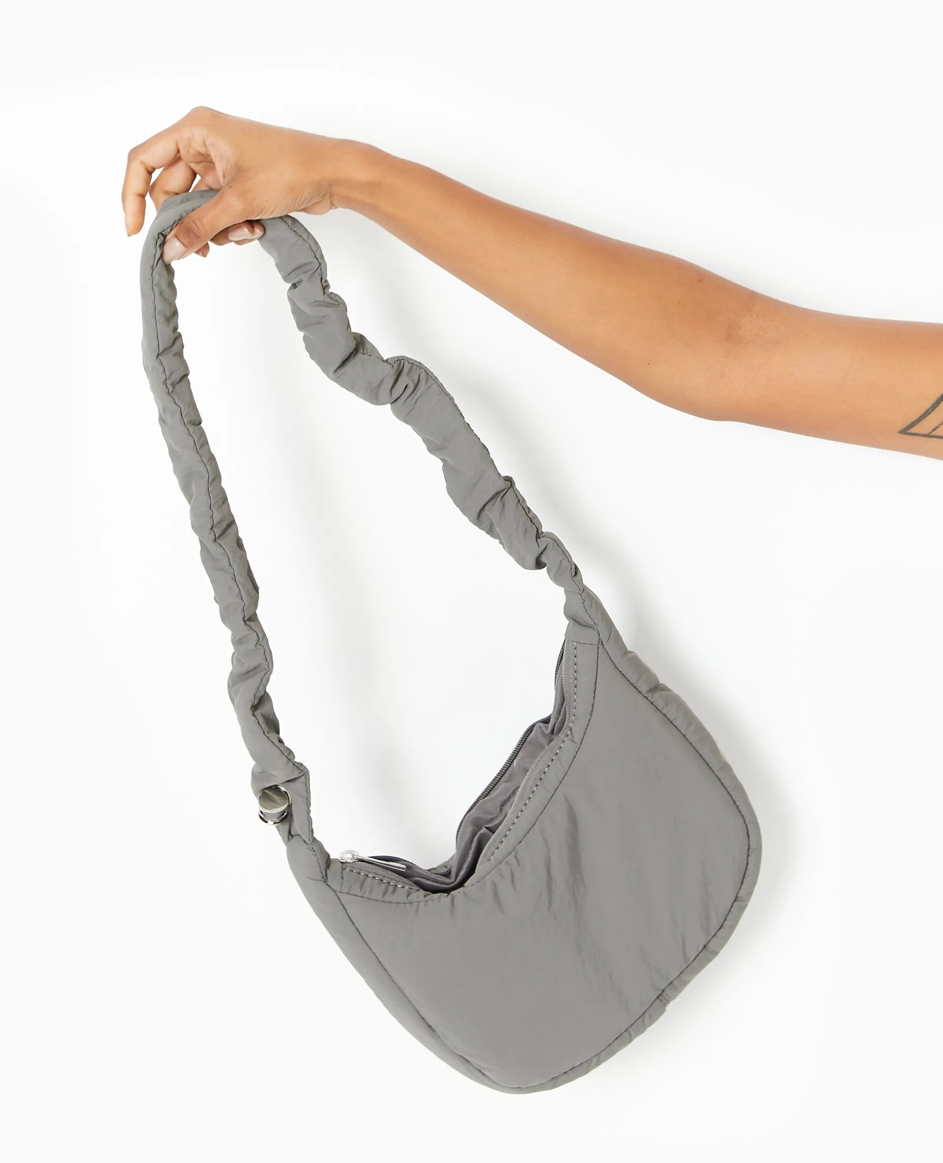 Sac En Tissu Matelassé Avec Bandouliè;re Réglable - Gris