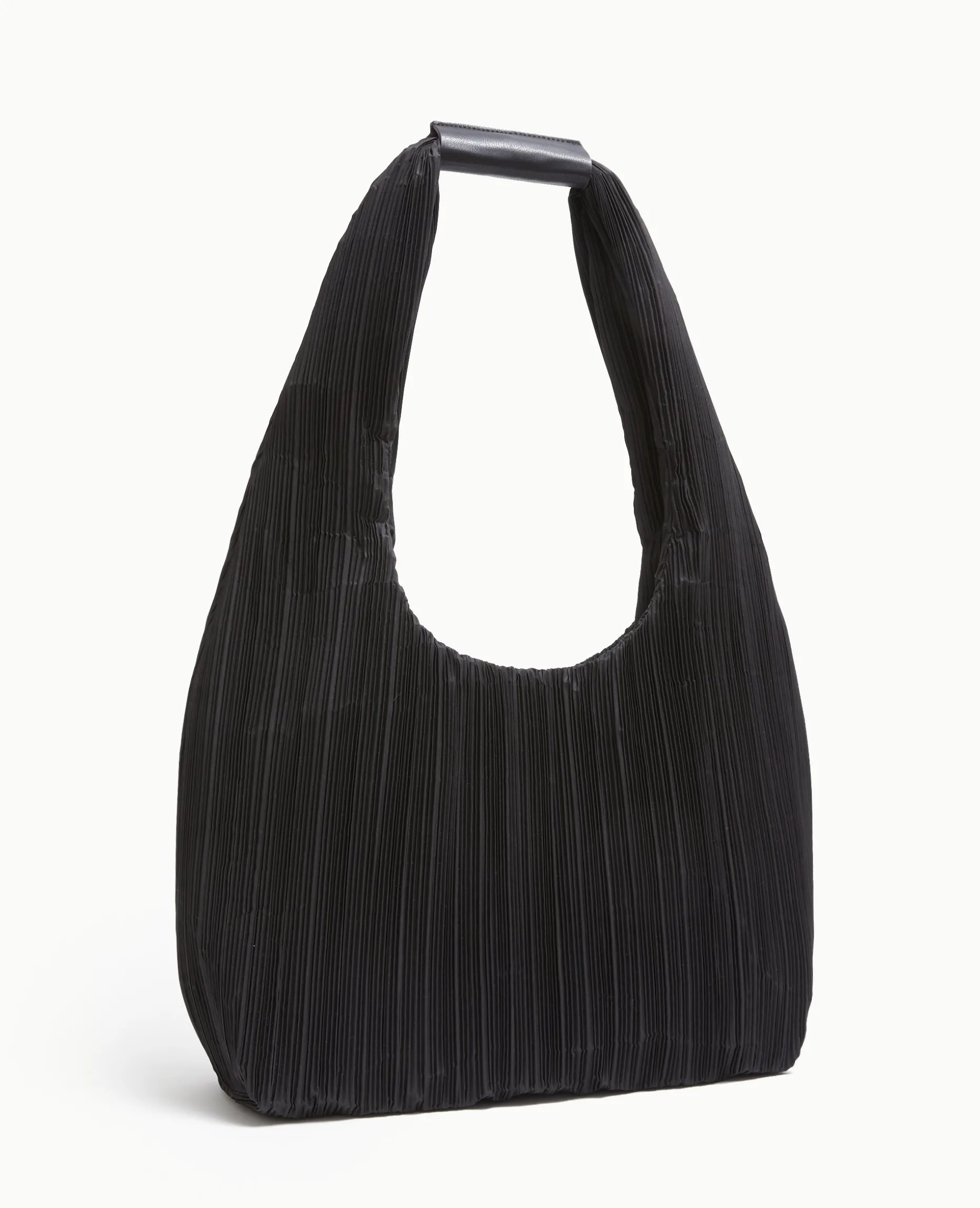 Sac En Tissu Plissé Porté épaule - Noir