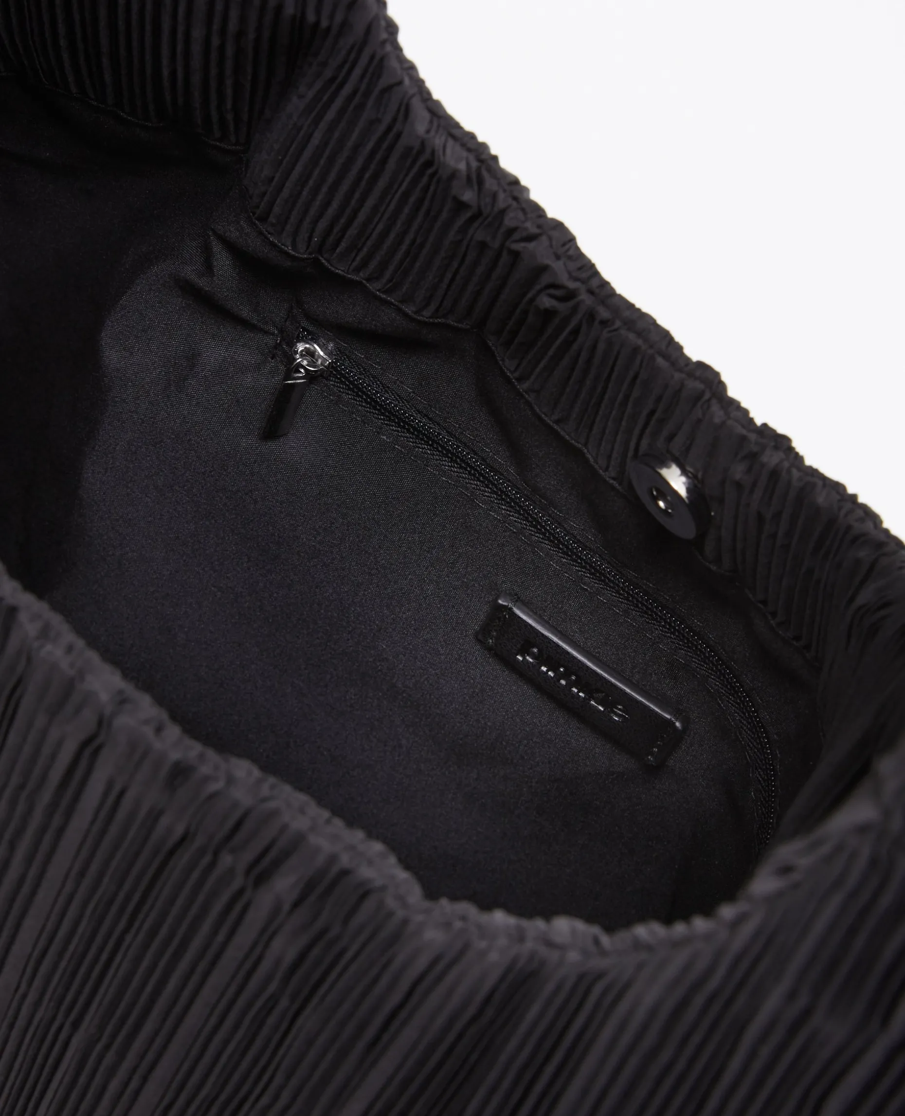Sac En Tissu Plissé Porté épaule - Noir