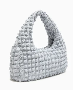 Sac Forme Lune En Tissu Reliéfé - Gris