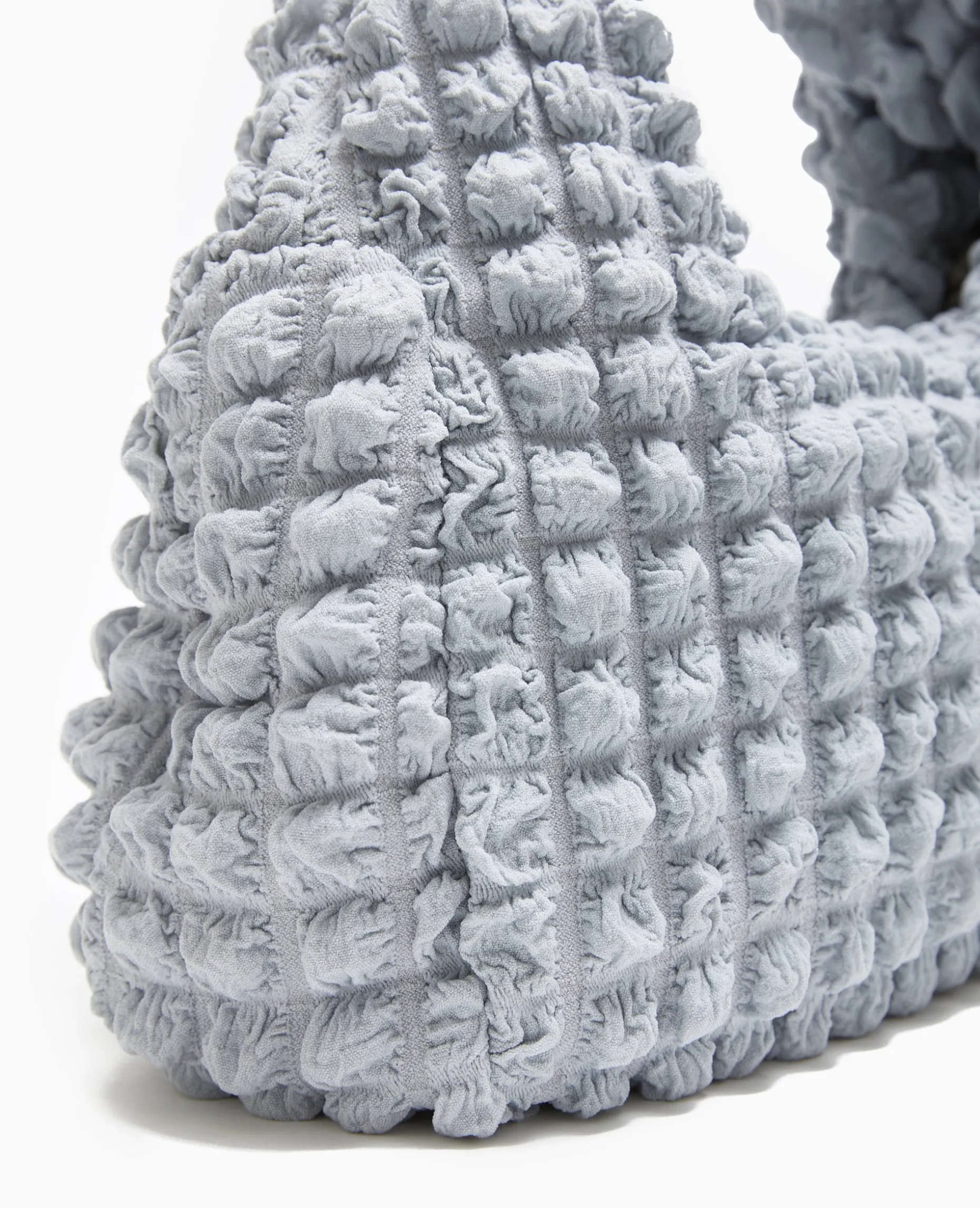 Sac Forme Lune En Tissu Reliéfé - Gris